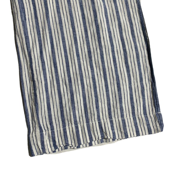 Beach Lunch Lounge Linen Blend Pants Womens Size S Blue Stripe Cropped Wide Leg - Picture 6 of 10
